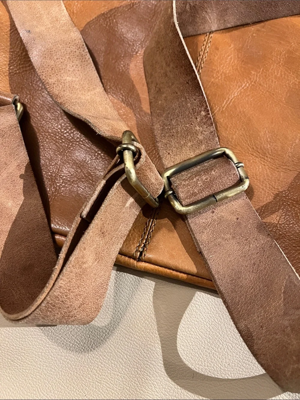 Leather Backpack Tan Free People Distressed Vintage Cognac Soft Laptop Bag Flap